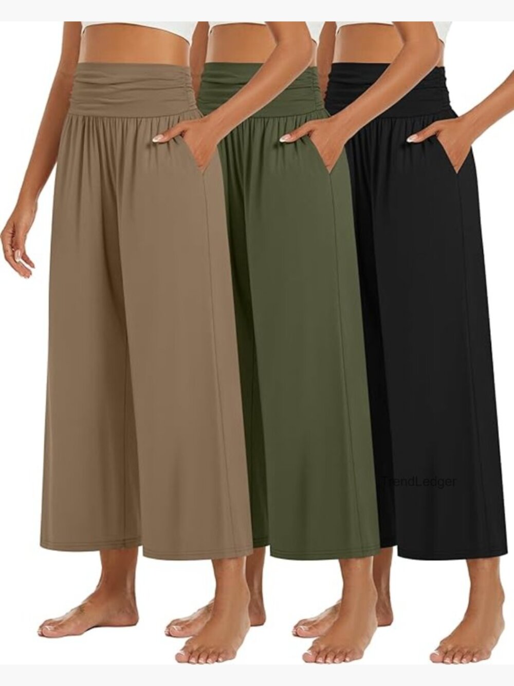 3 Pack Wide Leg Pants for Women High Waist Loose Yoga Lounge Pockets